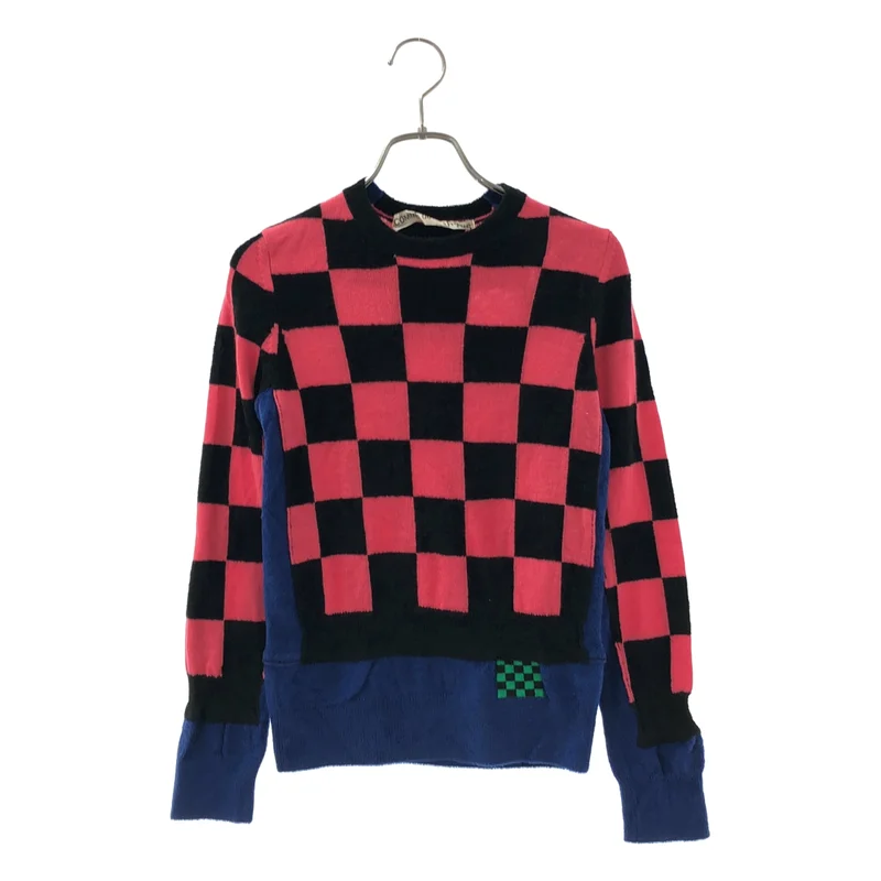 COMME des GARCONS / コムデギャルソン | 2000AW | ウール チェック切り替え パイルニット |