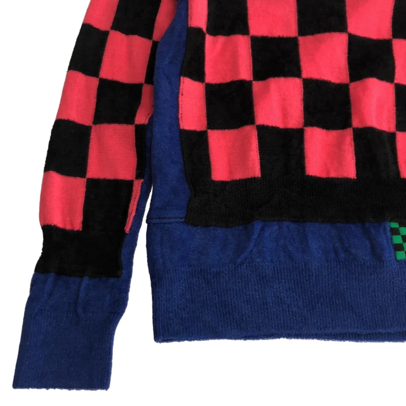 COMME des GARCONS / コムデギャルソン | 2000AW | ウール チェック切り替え パイルニット |