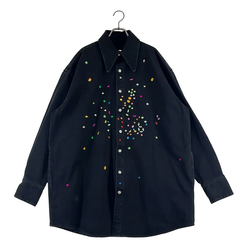 MM6 Maison Margiela / エムエムシックスメゾンマルジェラ | 2022AW | ビジュー装飾 オーバーサイズ ロングデニムジャケット | 42 | レディース