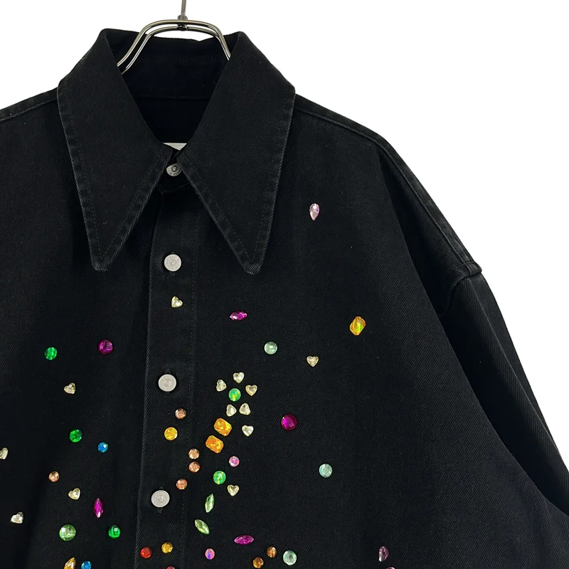 MM6 Maison Margiela / エムエムシックスメゾンマルジェラ | 2022AW | ビジュー装飾 オーバーサイズ ロングデニムジャケット | 42 | レディース
