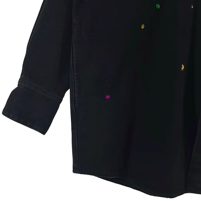 MM6 Maison Margiela / エムエムシックスメゾンマルジェラ | 2022AW | ビジュー装飾 オーバーサイズ ロングデニムジャケット | 42 | レディース