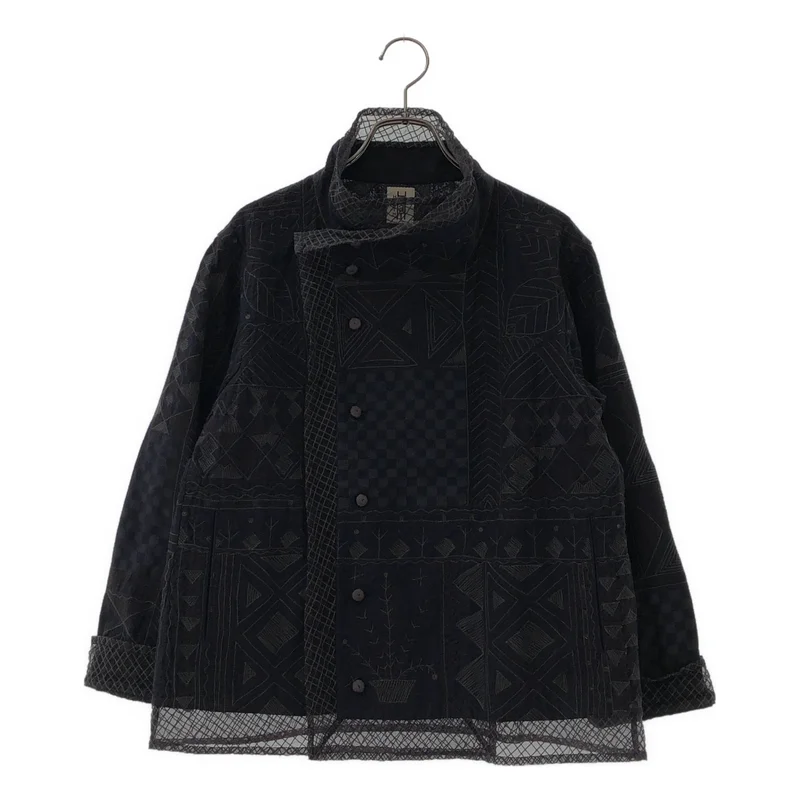 HaaT ISSEY MIYAKE / ハートイッセイミヤケ | コットン ジオメトリック 刺しゅう スタンドカラージャケット | 2 | レディース