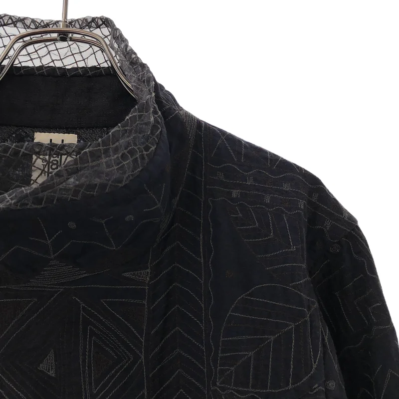 HaaT ISSEY MIYAKE / ハートイッセイミヤケ | コットン ジオメトリック 刺しゅう スタンドカラージャケット | 2 | レディース