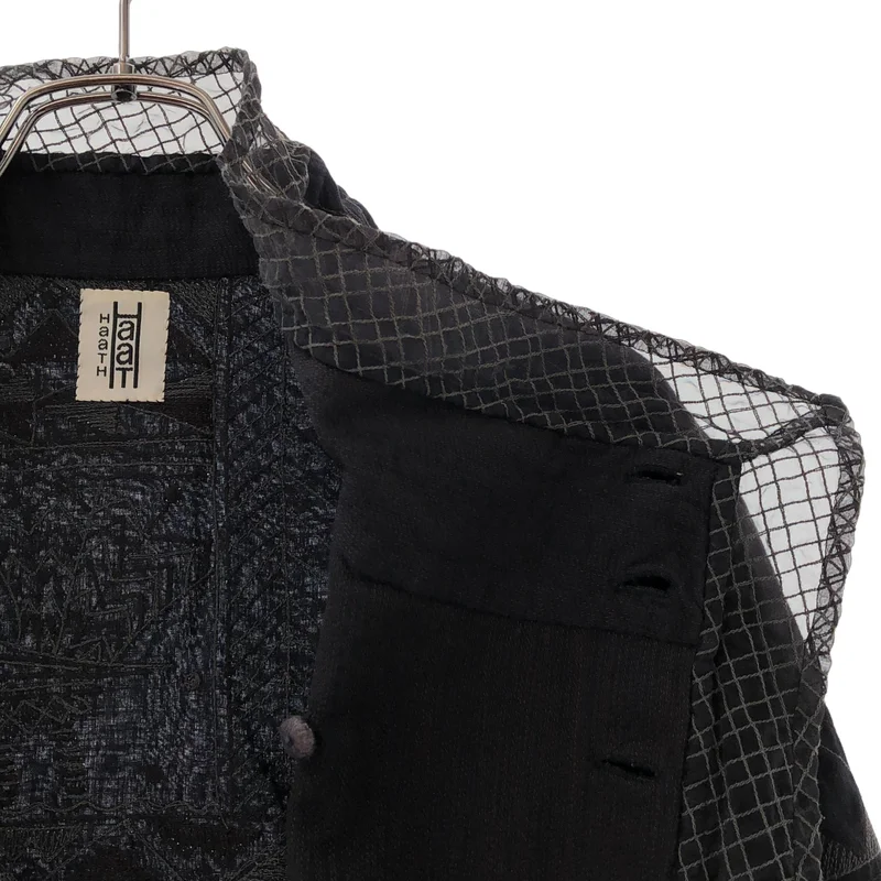 HaaT ISSEY MIYAKE / ハートイッセイミヤケ | コットン ジオメトリック 刺しゅう スタンドカラージャケット | 2 | レディース