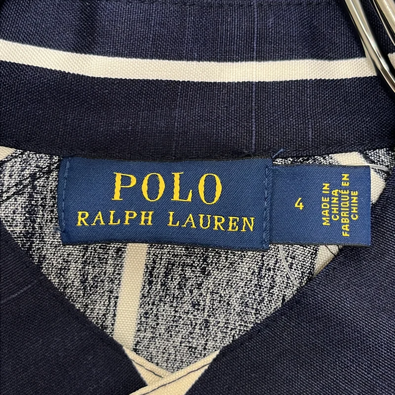 POLO RALPH LAUREN / ポロラルフローレン | シルク ストライプ パフスリーブ ワンピース | 4 | レディース