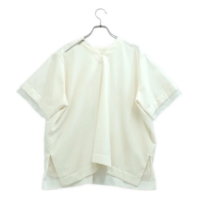 sacai / サカイ | ウール混 ジップ ショートスリーブ ブラウス | 2 | レディース