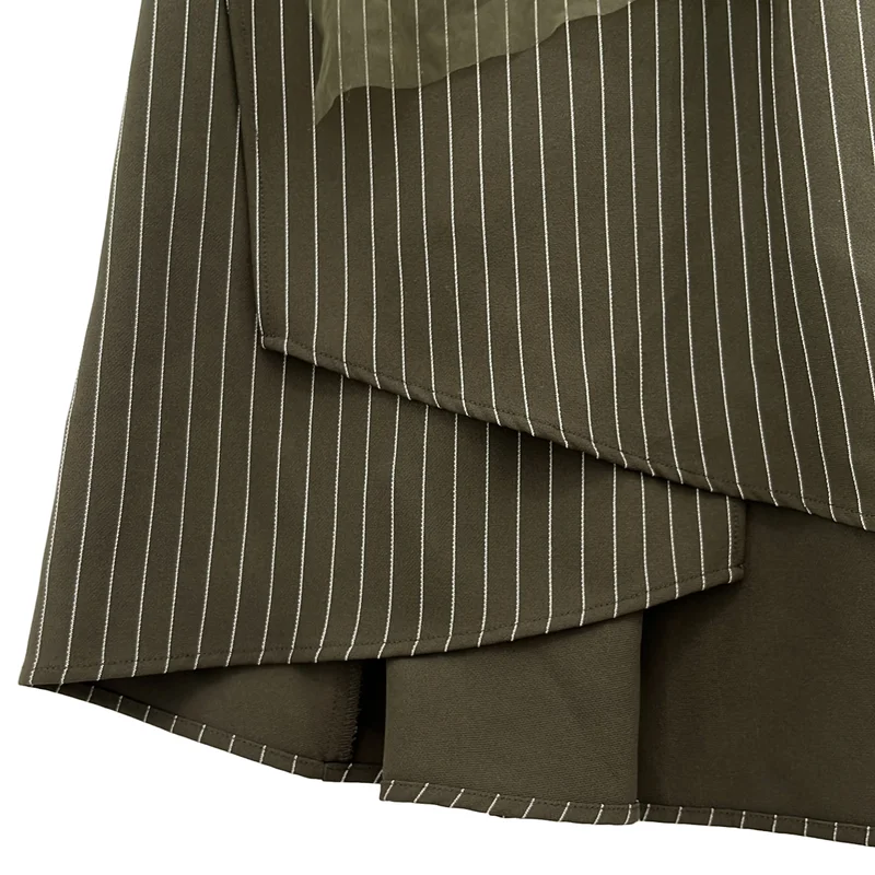 AMERI / アメリ | PINSTRIPE CONSTRUCTIVE DRESS / ピンストライプ スタンドカラー ワンピース | M | レディース