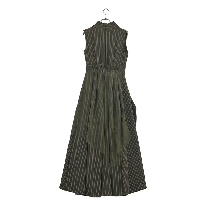 AMERI / アメリ | PINSTRIPE CONSTRUCTIVE DRESS / ピンストライプ スタンドカラー ワンピース | M | レディース