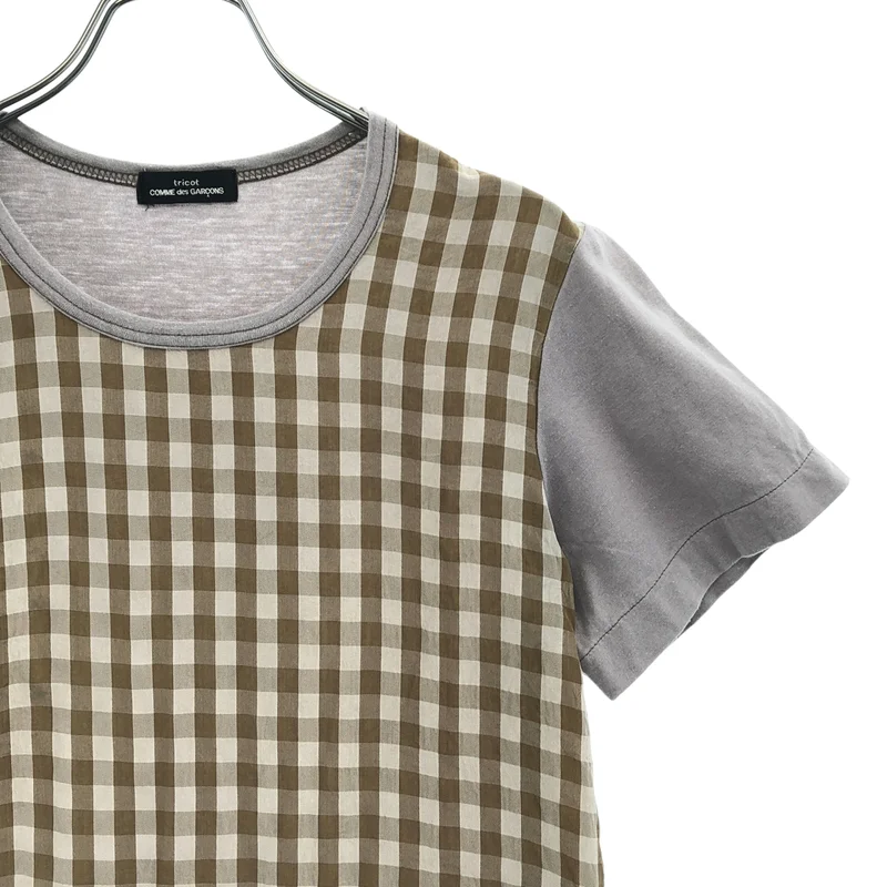 tricot COMME des GARCONS / トリココムデギャルソン | 2001SS | 製品染め チェック切替 クルーネックカットソー |