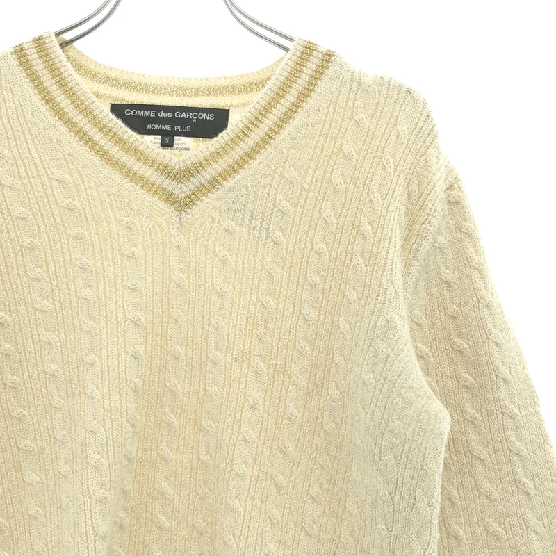 COMME des GARCONS HOMME PLUS / コムデギャルソンオムプリュス | 2007SS | ウール Vネック ケーブル ニット | S | メンズ