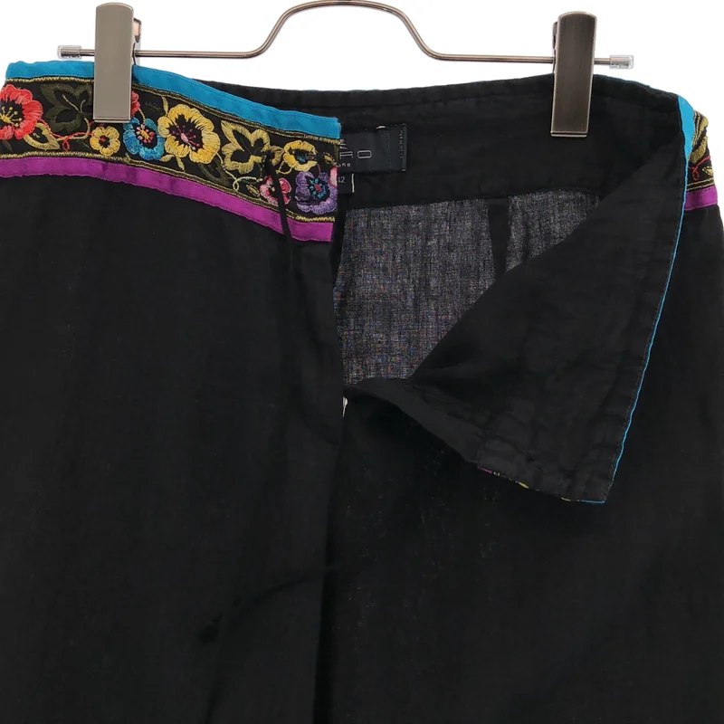 ETRO / エトロ | リネン フラワー刺しゅう イージーフレアパンツ | 42 | レディース