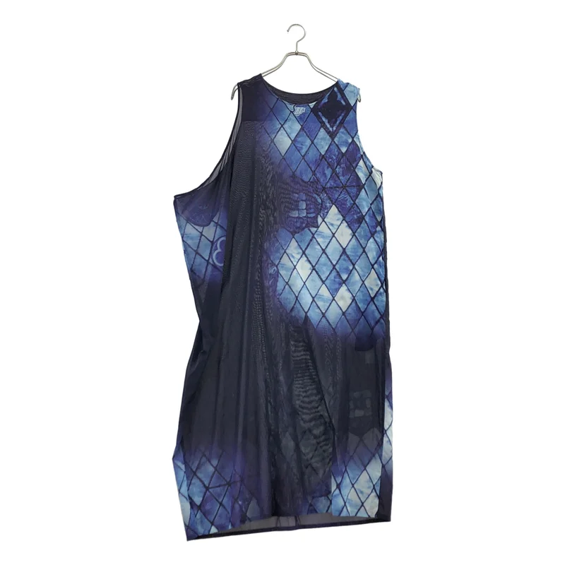 Y's / ワイズヨウジヤマモト | 2021SS | C/BOYLE DIAMOND STAINED GLASS ASYMME SLEEVELESS DRESS シアー ノースリーブ ワンピース | 2 | レディース