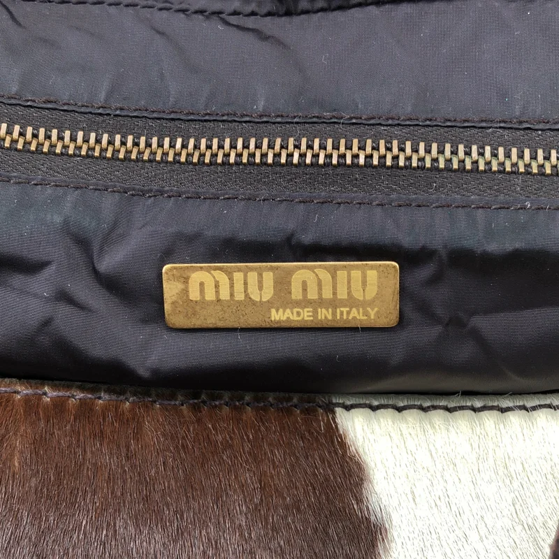 miu miu / ミュウミュウ | ハラコ × デニム ワイドトートバッグ |