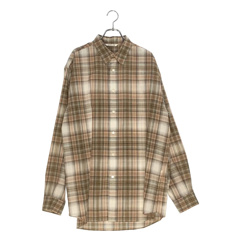 AURALEE / オーラリー | 2021AW | WOOL RECYCLED POLYESTER CLOTH SHIRTS / ウール リサイクルポリエステルクロス チェックシャツ | 5 | メンズ