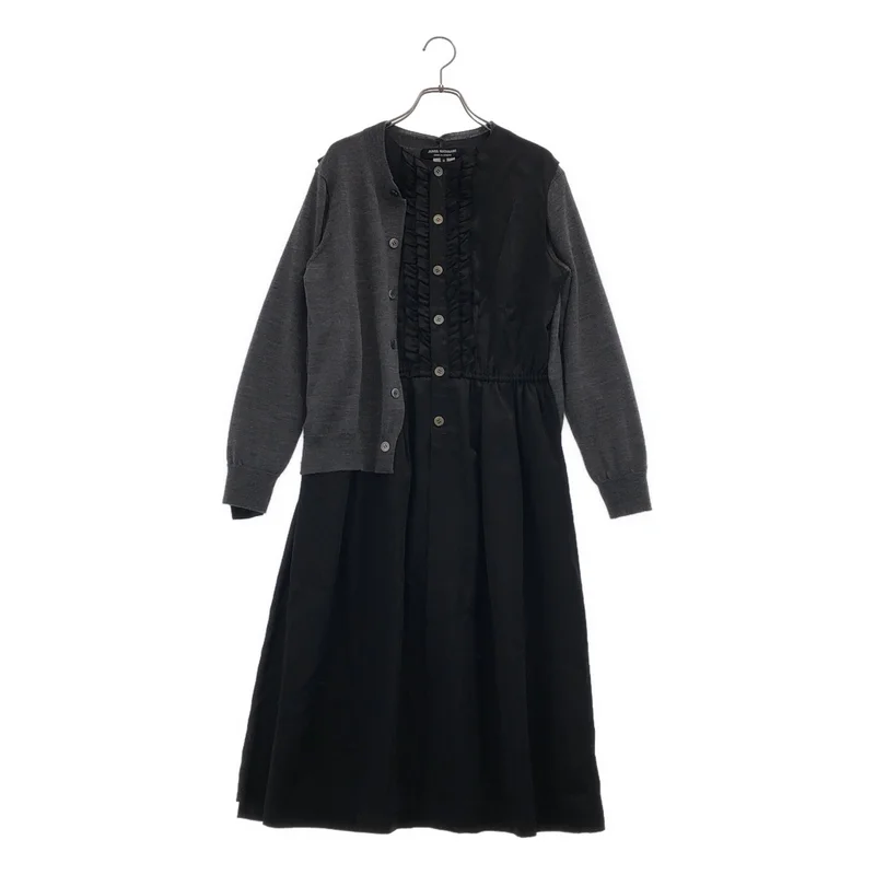JUNYA WATANABE COMME des GARCONS / ジュンヤワタナベ | 2019AW | 異素材切替 サテン ドッキング ワンピース | S | レディース