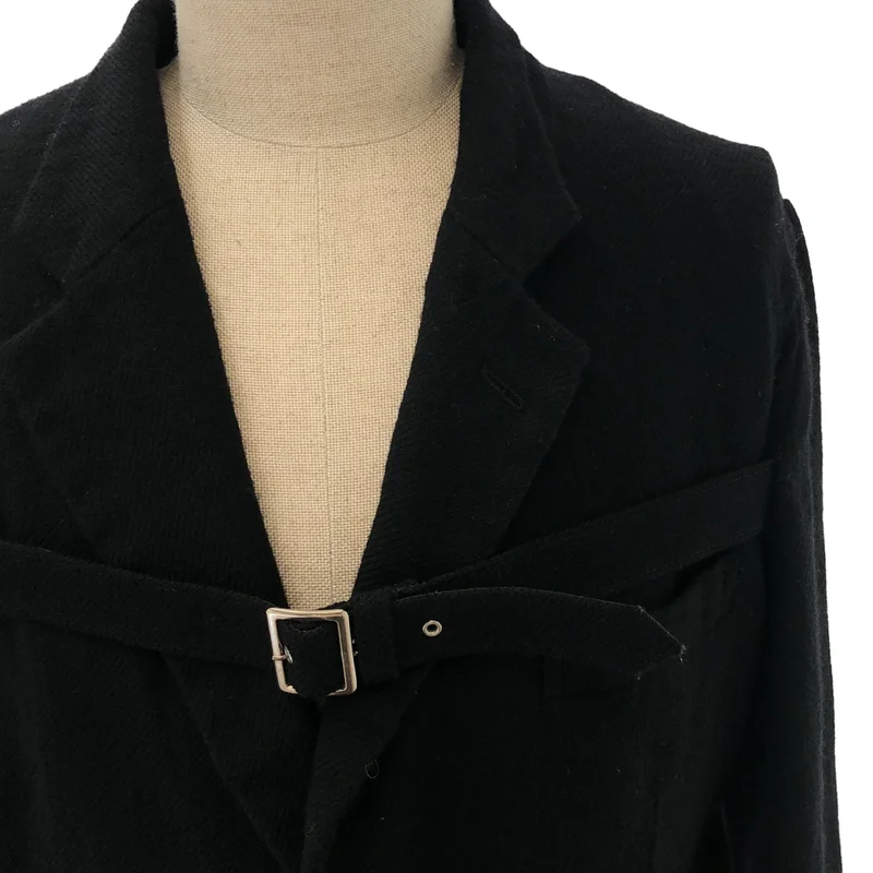 BLACK COMME des GARCONS / ブラックコムデギャルソン | ウール 縮絨 燕尾 ロングジャケット | L | メンズ