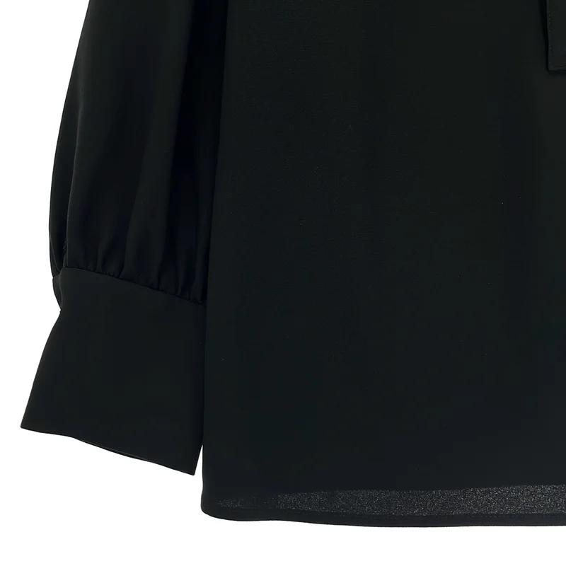 BORDERS at BALCONY / ボーダーズアットバルコニー | GEORGETTE RUFFLE BLOUSE / ロゴボタン ジョーゼットラッフルブラウス | 36 | レディース