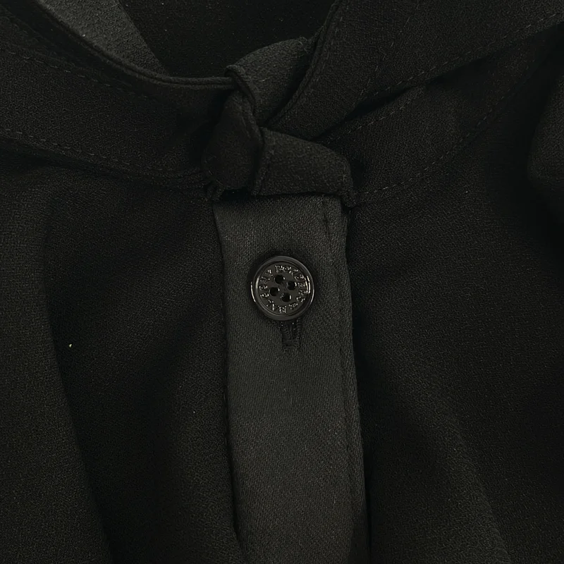 BORDERS at BALCONY / ボーダーズアットバルコニー | GEORGETTE RUFFLE BLOUSE / ロゴボタン ジョーゼットラッフルブラウス | 36 | レディース