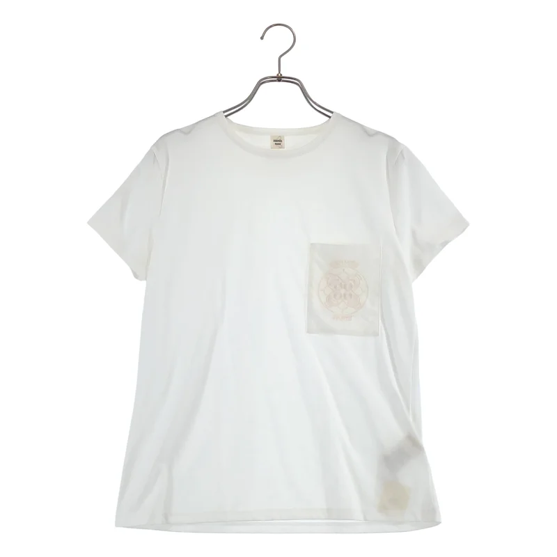 HERMES / エルメス | コットン ロゴ エンブロイダリー カットソー | 34 | レディース