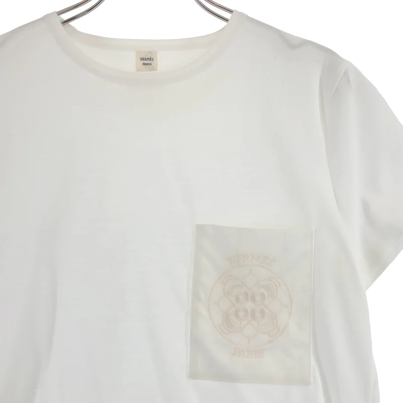 HERMES / エルメス | コットン ロゴ エンブロイダリー カットソー | 34 | レディース