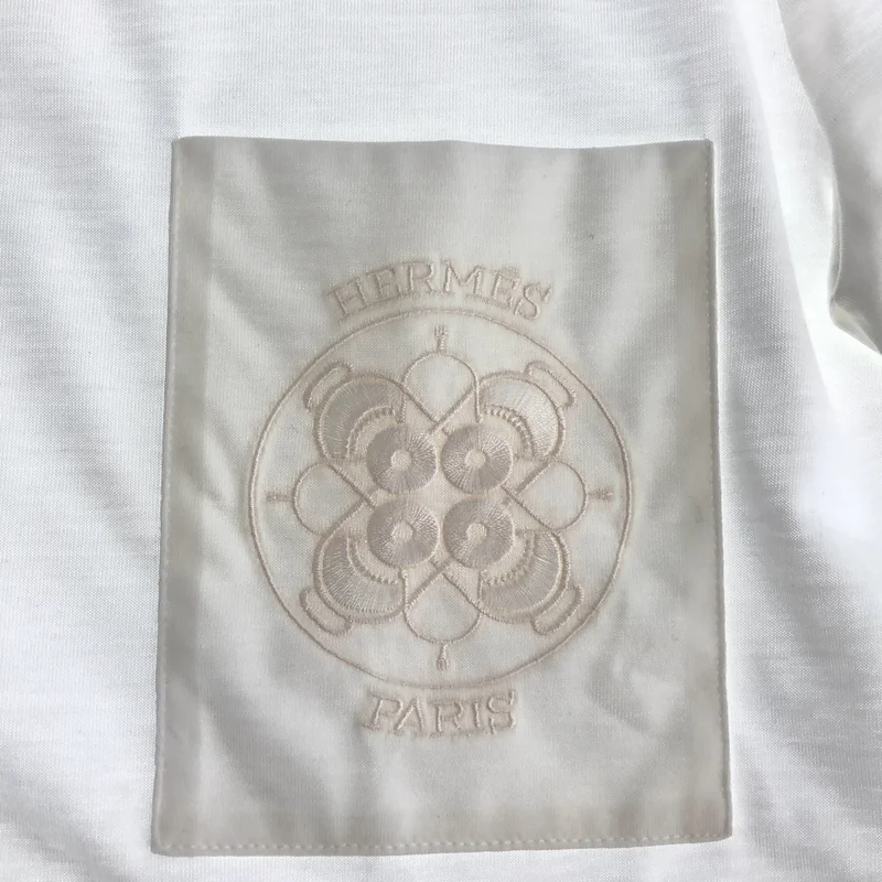 HERMES / エルメス | コットン ロゴ エンブロイダリー カットソー | 34 | レディース
