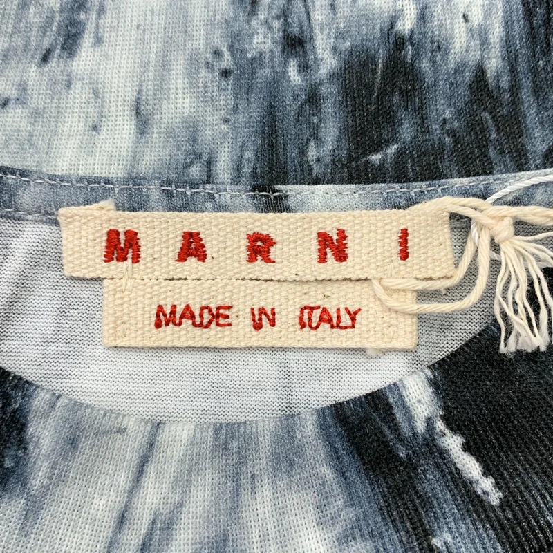 MARNI / マルニ | ブラシストロークプリント モックネック ロゴ Tシャツ | 48 | メンズ
