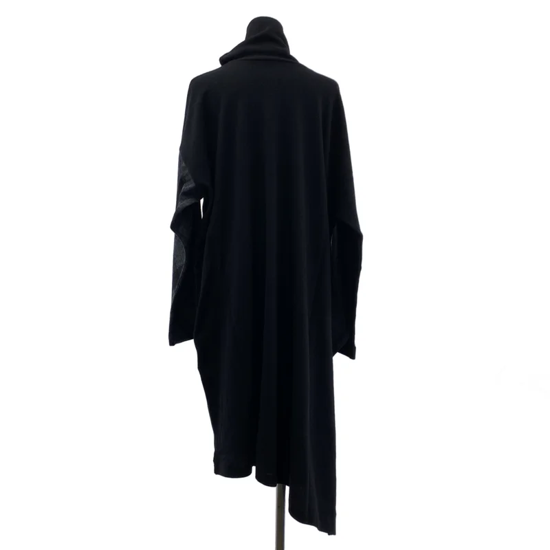 Yohji Yamamoto FEMME / ヨウジヤマモトファム | 2021AW | ウール チェック切り替え ハイネック アシンメトリーワンピース | 2 | レディース