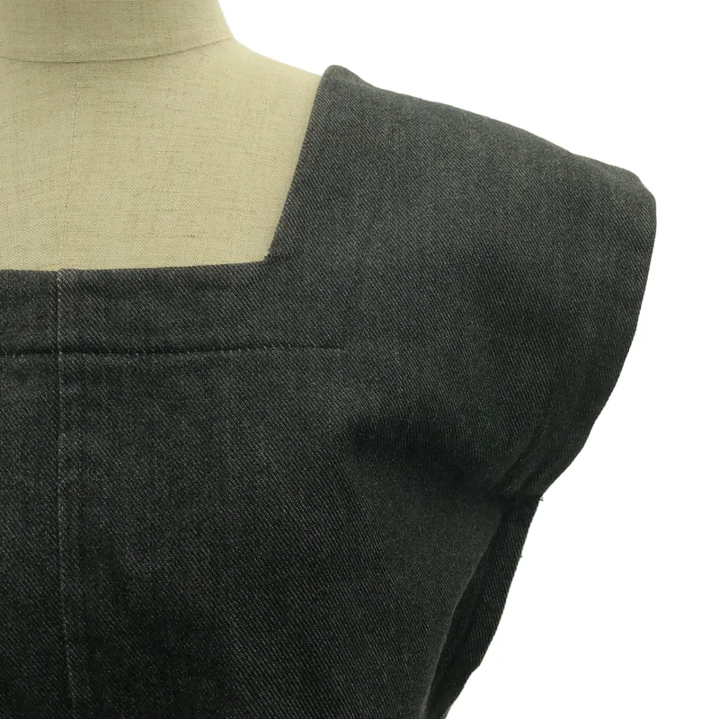 COMME des GARCONS / コムデギャルソン | 1990s | 変形 アシンメトリー スクエアネック ブラックデニム ワンピース 吊りスカート | M | レディース