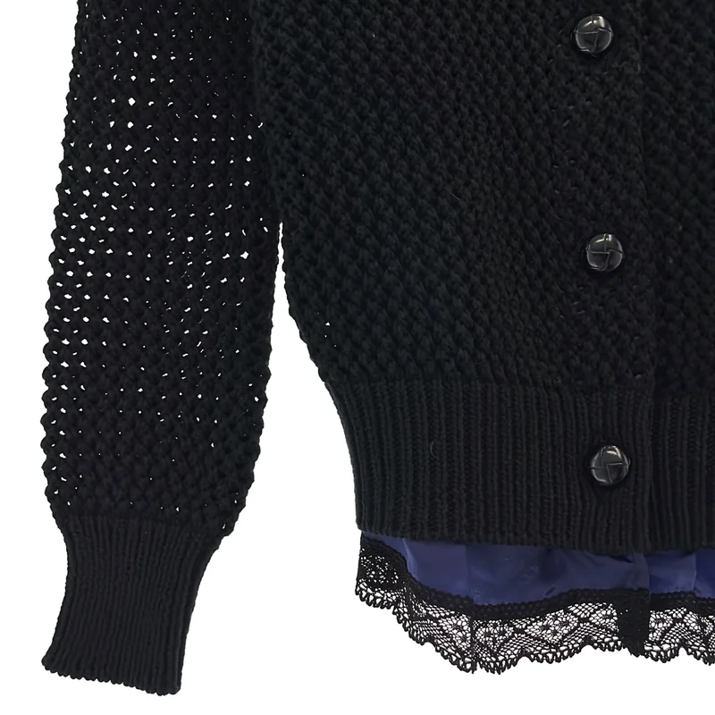 sacai luck / サカイラック | レイヤード レース クルーネックカーディガン | 1 | レディース