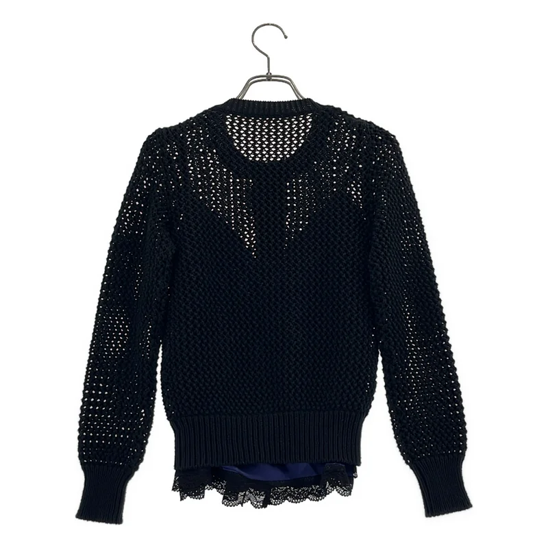 sacai luck / サカイラック | レイヤード レース クルーネックカーディガン | 1 | レディース