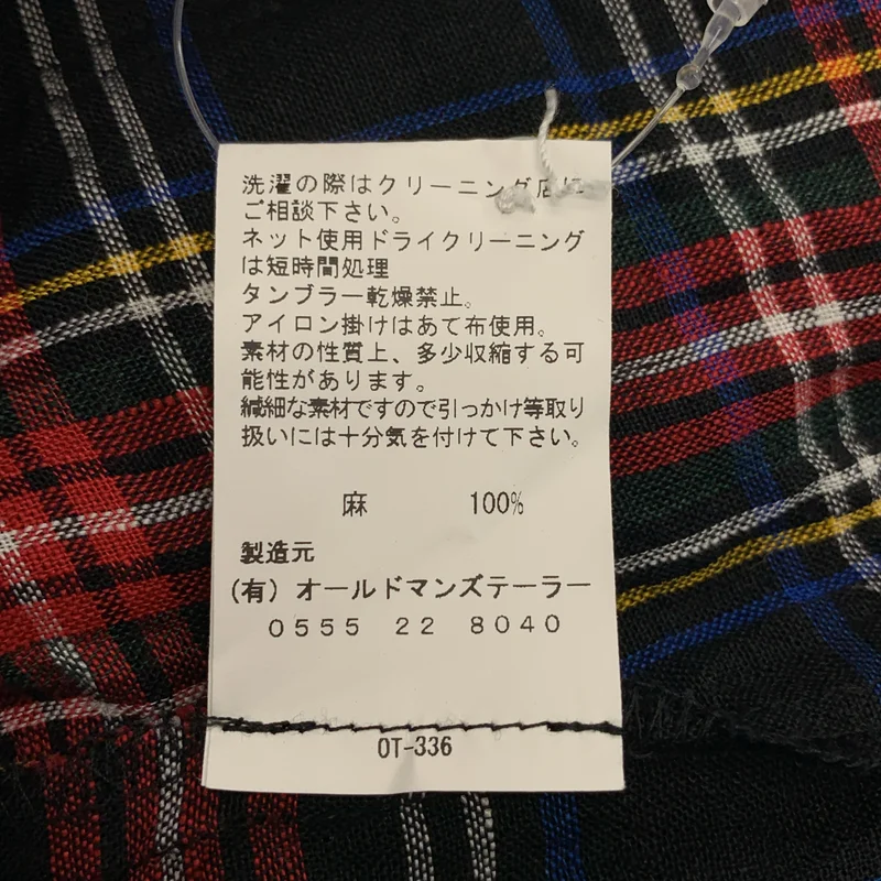 R&D.M.Co / オールドマンズテーラー | リネン タータンチェック スタンドカラーロングシャツ |