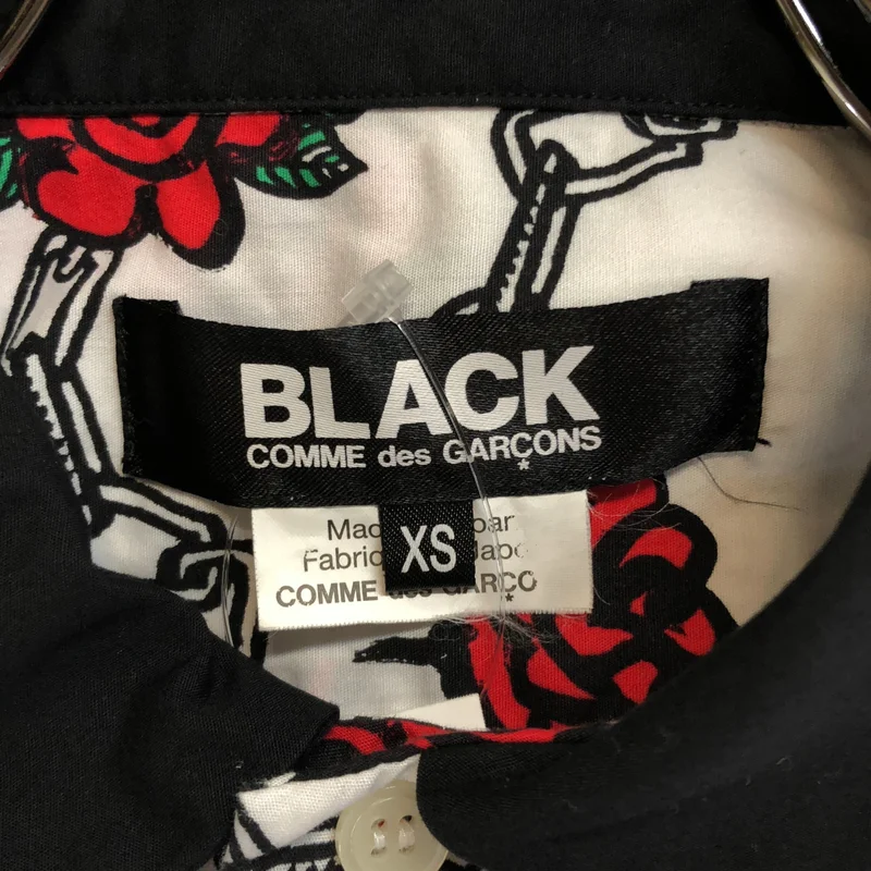 BLACK COMME des GARCONS / ブラックコムデギャルソン | 2017AW | コットン ローズチェーン プリント ラウンドカラーシャツ | XS | レディース