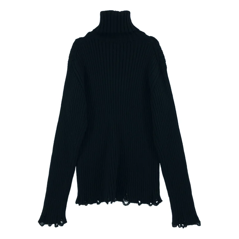 JUNYA WATANABE MAN / ジュンヤワタナベマン | 2024AW | ダメージ加工 リブ タートルネック ニット | L | メンズ