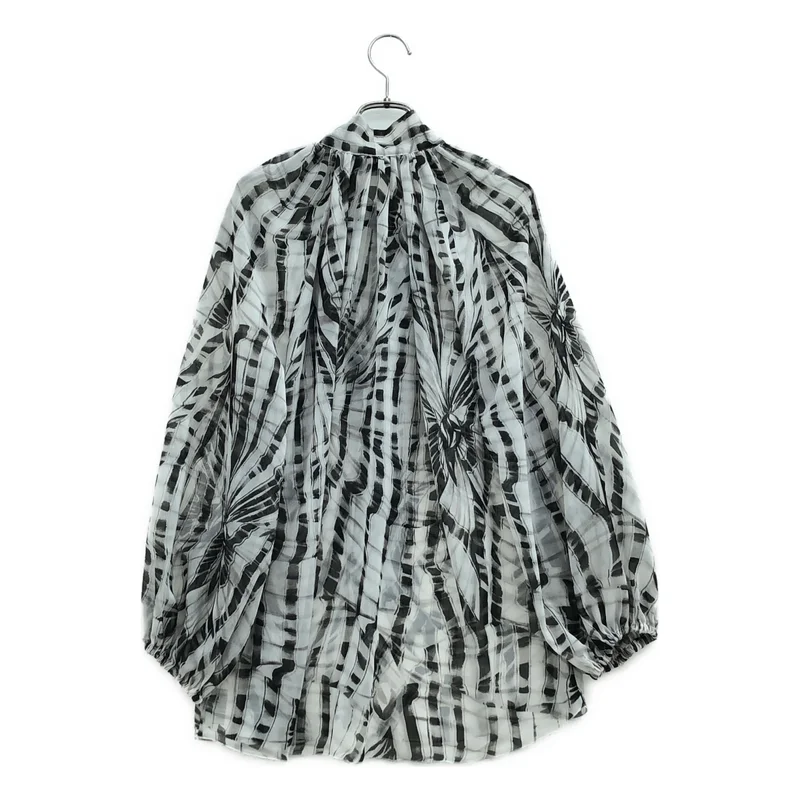 MSGM / エムエスジーエム | ストライプ ギャザースリーブ シアー ボウタイブラウス | 40 | レディース