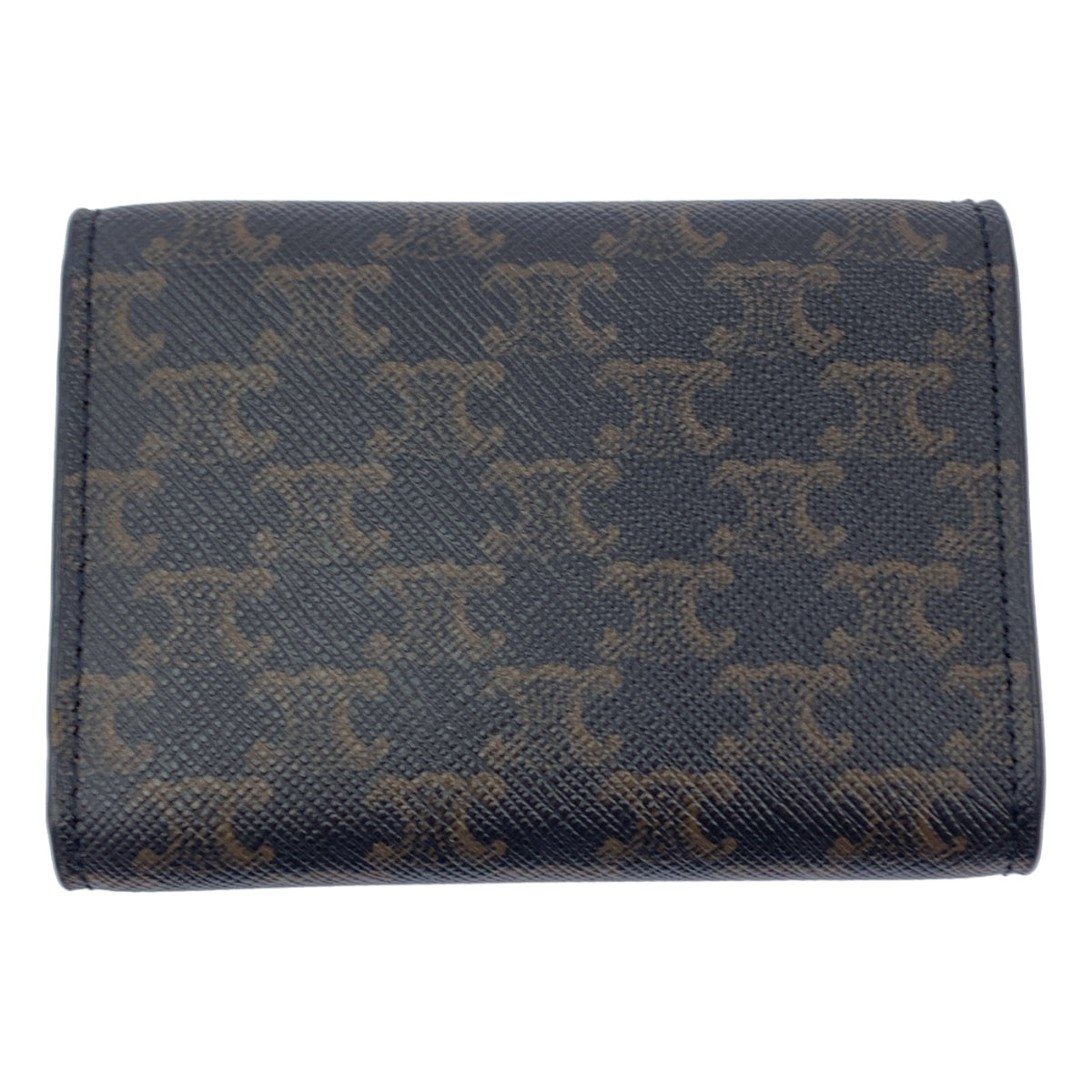 【美品】  CELINE / セリーヌ | レザー トリオンフ レオパード コンパクトウォレット 財布 | ダークブラウン | レディース 美品】 CELINE / セリーヌ | レザー トリオンフ レオパード コンパクト
