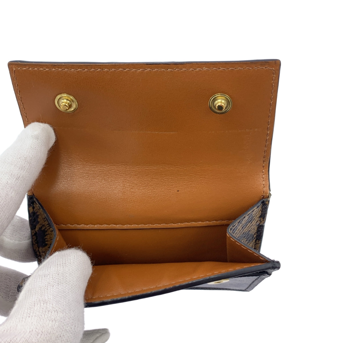【美品】  CELINE / セリーヌ | レザー トリオンフ レオパード コンパクトウォレット 財布 | ダークブラウン | レディース 美品】 CELINE / セリーヌ | レザー トリオンフ レオパード コンパクト