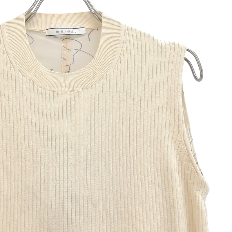 BEIGE， / ベイジ | 異素材切り替え バックオープン ノースリーブニット | 4 | レディース