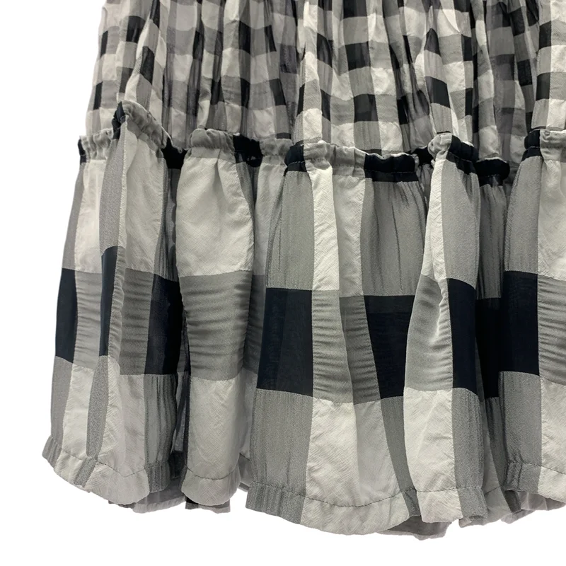 me ISSEY MIYAKE / ミーイッセイミヤケ | シワ加工 切替 チェック スカート |