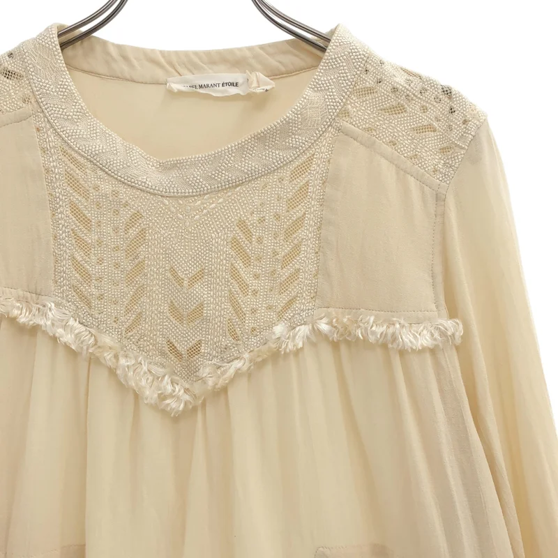 ISABEL MARANT ETOILE / イザベルマランエトワール | レーヨン コットン レース刺しゅう ギャザーワンピース | 36 | レディース
