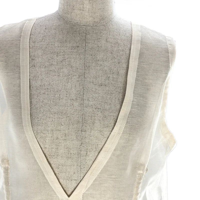 ISSEY MIYAKE / イッセイミヤケ | 2026SS | コットン リネン混 フロントアジャスター ノースリーブ シアーワンピース | 1 | レディース