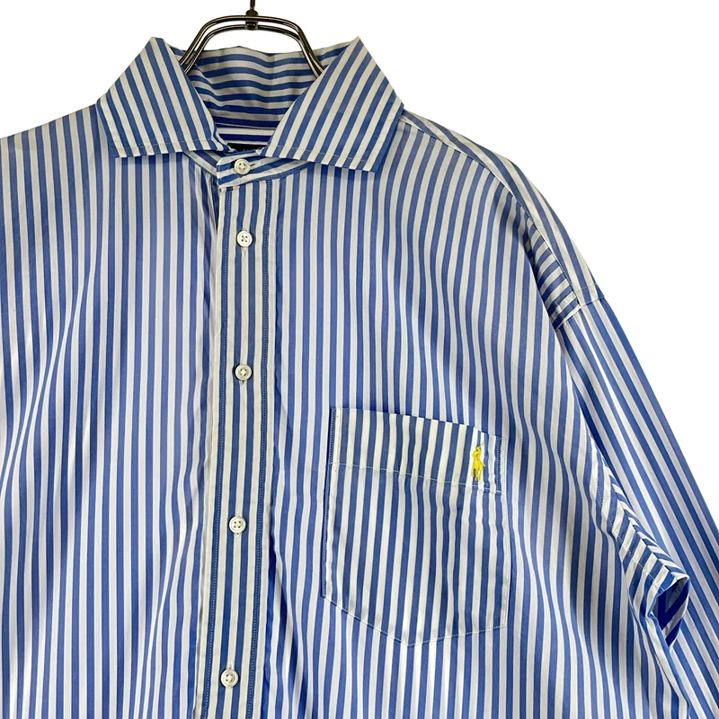 POLO RALPH LAUREN / ポロラルフローレン | ストライプ ワンポイントポニー  サイドポケット シャツ ワンピース | 8 | レディース