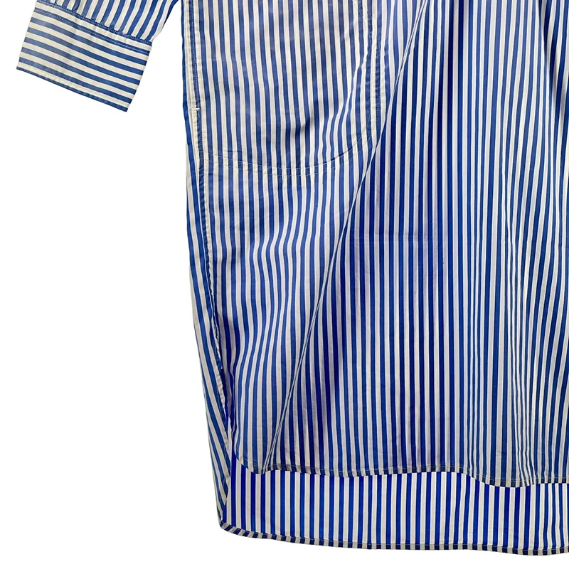 POLO RALPH LAUREN / ポロラルフローレン | ストライプ ワンポイントポニー  サイドポケット シャツ ワンピース | 8 | レディース