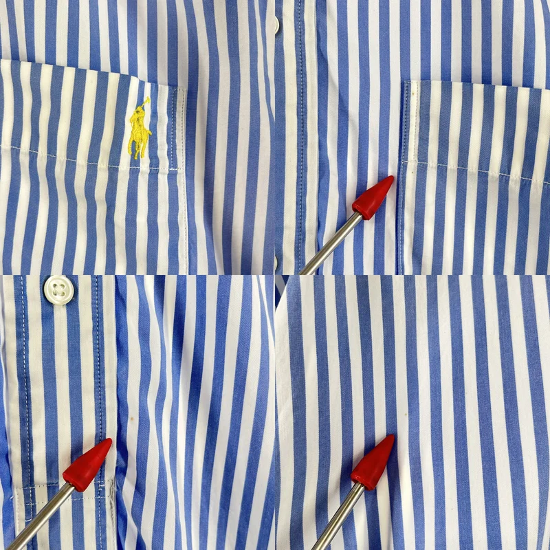 POLO RALPH LAUREN / ポロラルフローレン | ストライプ ワンポイントポニー  サイドポケット シャツ ワンピース | 8 | レディース