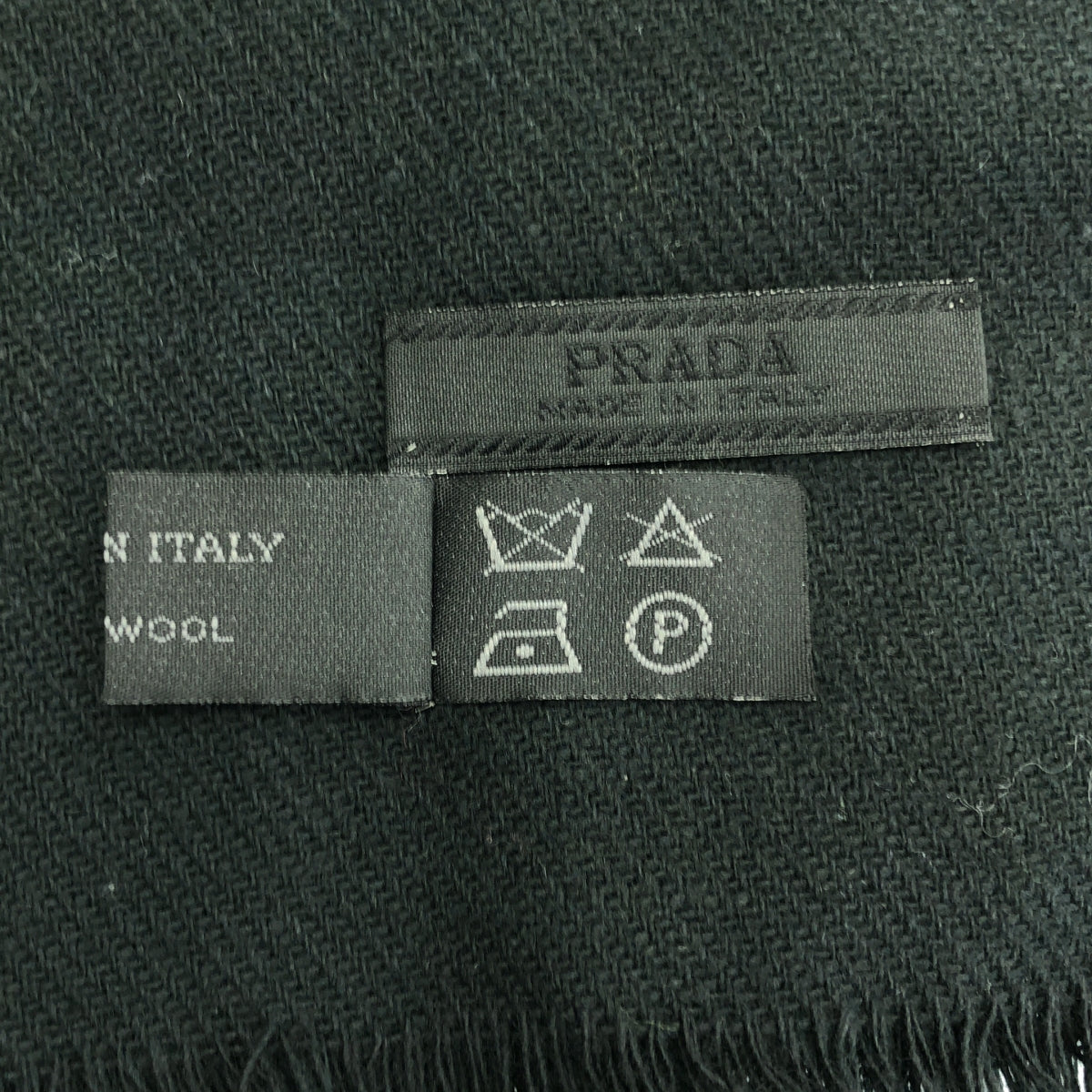 PRADA / プラダ | ウール フリンジ マフラー | ブラック | メンズ – KLD