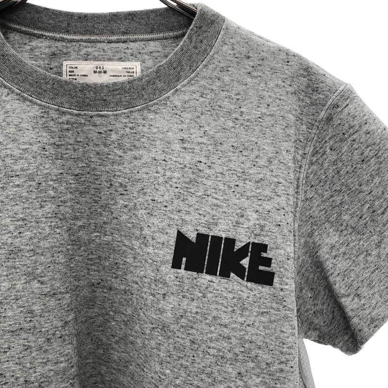 sacai / サカイ | 2020AW | × NIKE / 異素材切り替え バックプリーツ サイドボタン ロゴプリントTシャツ | M | レディース