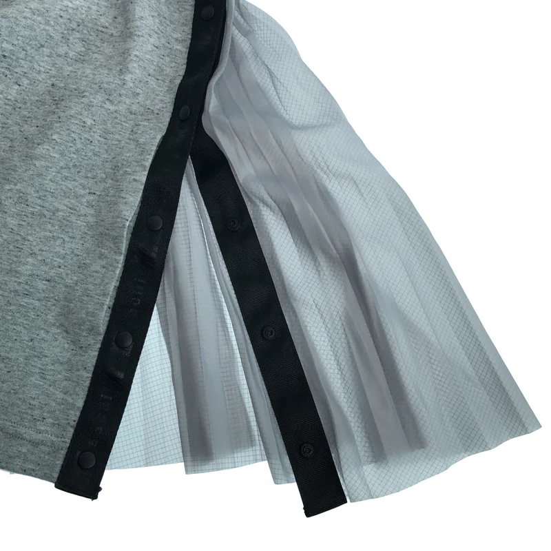 sacai / サカイ | 2020AW | × NIKE / 異素材切り替え バックプリーツ サイドボタン ロゴプリントTシャツ | M | レディース