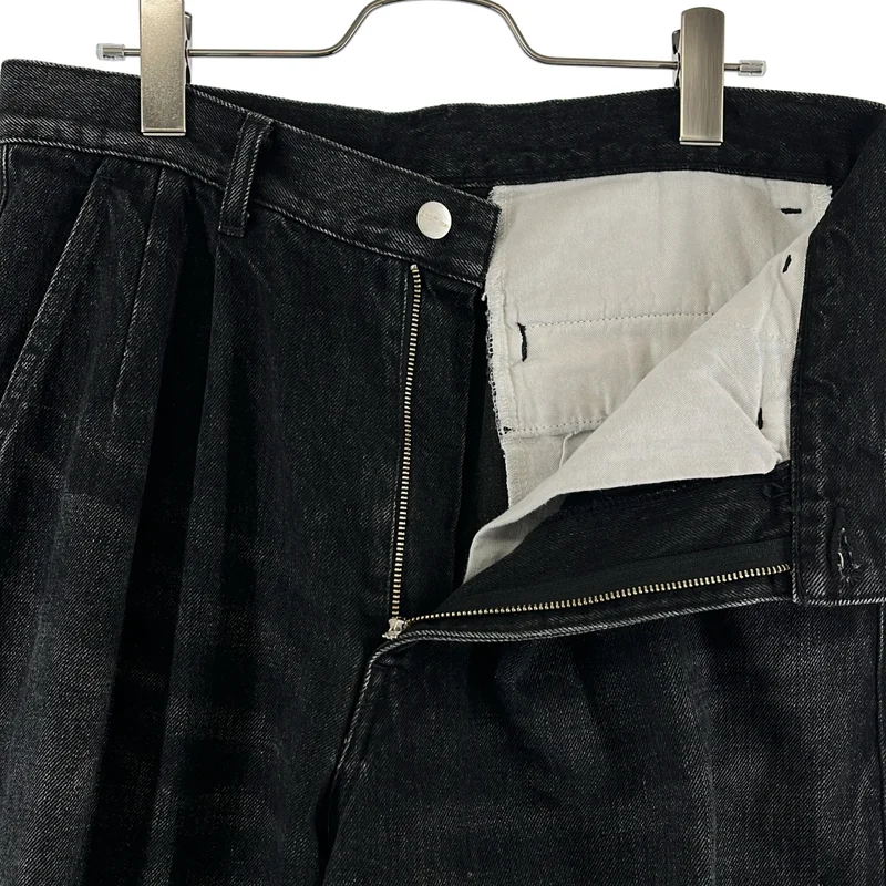 Graphpaper / グラフペーパー | Selvage Denim Two Tuck Tapered Pants / セルビッチ ブラックデニムパンツ | 1 | メンズ