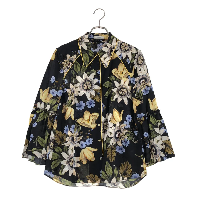 ERDEM / アーデム | シルク フラワープリント フリルスリーブ シャツ | 36 | レディース