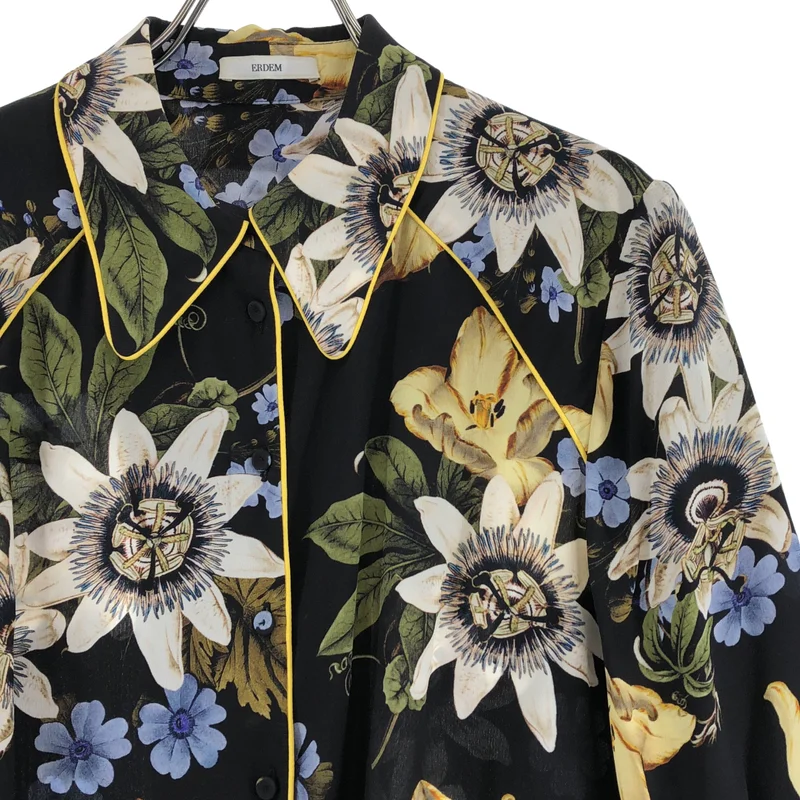 ERDEM / アーデム | シルク フラワープリント フリルスリーブ シャツ | 36 | レディース