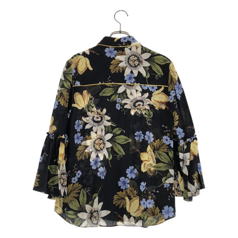 ERDEM / アーデム | シルク フラワープリント フリルスリーブ シャツ | 36 | レディース